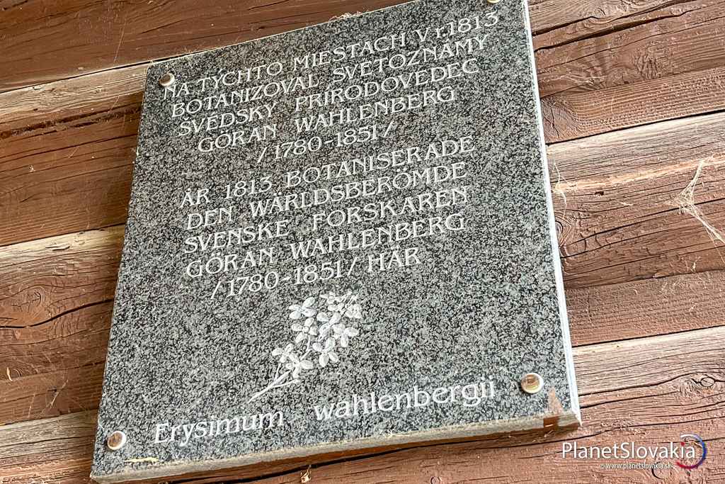Pamätná tabuľa na svetoznámeho švédskeho prírodovedca Wahlenberga, ktorý v okolí chaty Plesnivec objavoval prírodu. Môžeme potvrdiť, že tá je tu naozaj jedinečná.