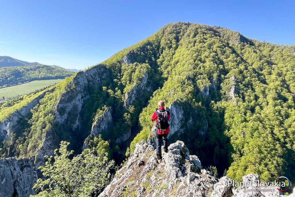 Manínska stráž ponúka široké možnosti na fotografovanie prírodných scenérií. Na obzore jarný Veľký Manín.